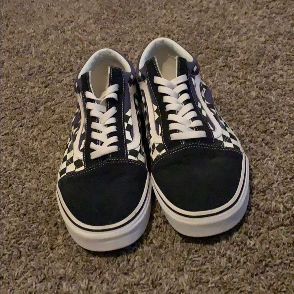 Size 13 vans for men navy blue with flames on